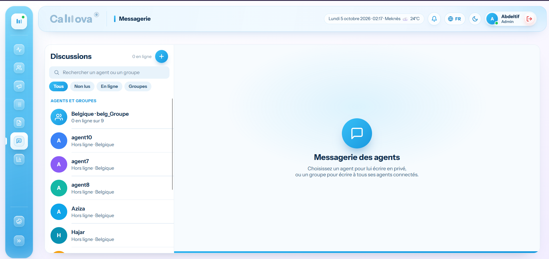Messagerie des agents Callova